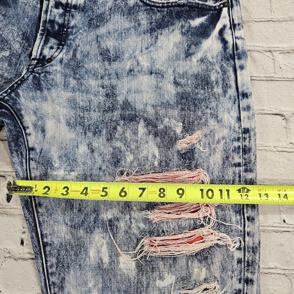 PRPS Jeans Denim Button Fly Straight Leg Blue Red Distressed Barracuda MENS 42 - Picture 5 of 13